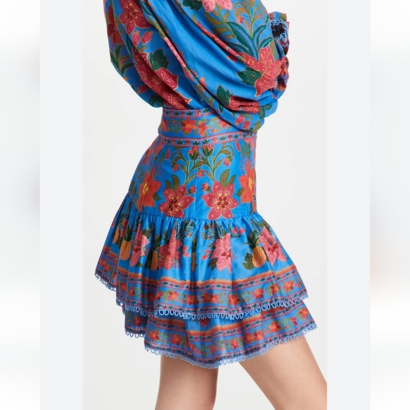 FARM Rio Blue Tropical Tapestry Mini Skirt - Picture 2 of 9